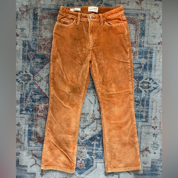 Universal Thread Bleached Corduroy Jeans Pants Rustic Orange Bootcut Wide Leg - Picture 12 of 16